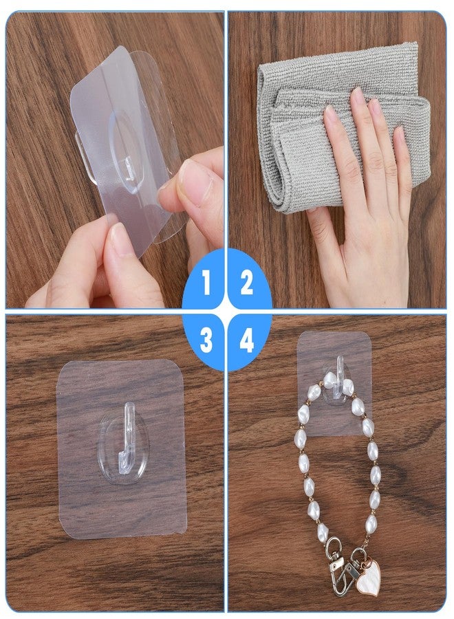 Matwsec 20PCS Self Adhesive Hooks for Hanging, Wall Hooks Transparent Waterproof Sticky Hook for Keys, Bathroom, Shower, Outdoor, Kitchen, Door, Home Improvement, Utility - Image 3
